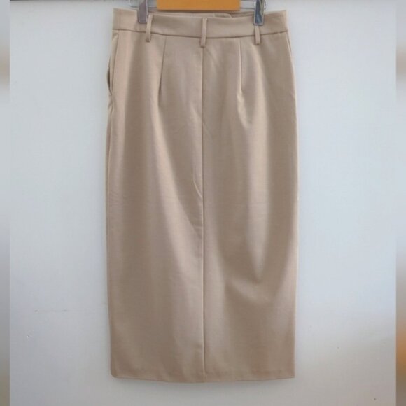 RACHEL  ZOE | Women's Tan Front Slit Stretchy Midi Skirt NWOT - Picture 5 of 5